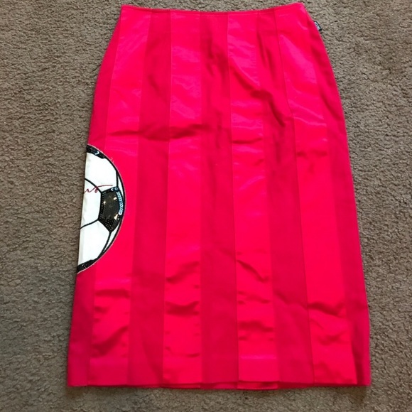Pink pencil skirt with soccer ball statement skirt - Picture 5 of 5